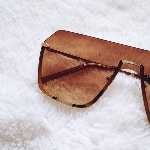 Kalia Clear Brown Rimless Sleek Sunglasses - Picture 2 of 11